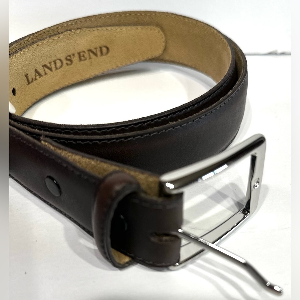 Lands' End Dark Brown Leather Dress Belt Made in Canada Men's Size 32 (80cm) - Picture 9 of 9